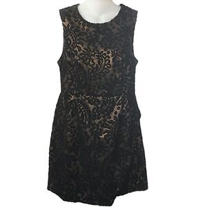 FURY Black Lace Over Gold Sleeveless Cocktail Dress Size Large